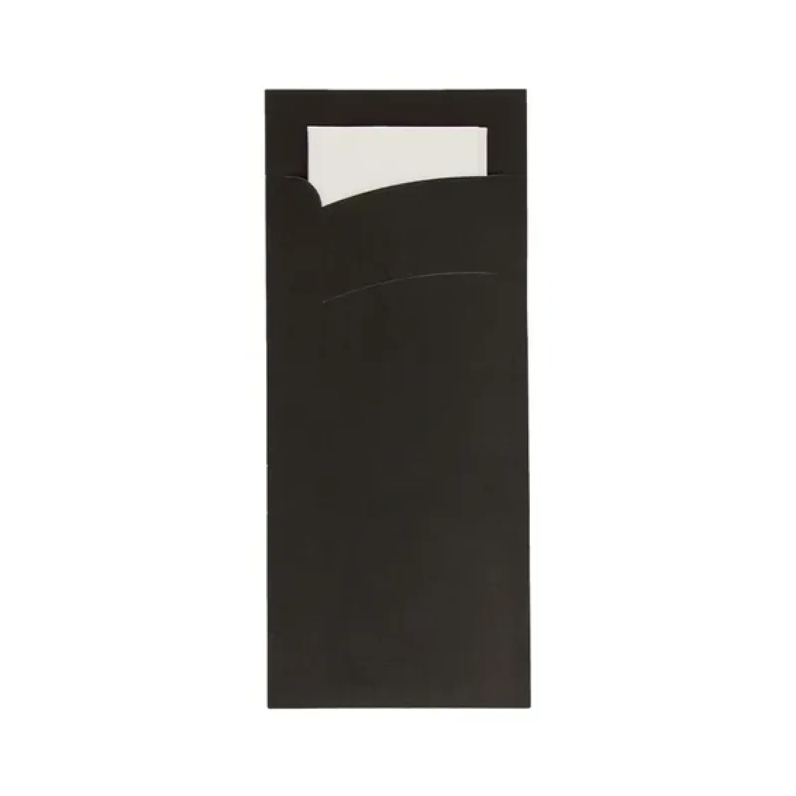 Bestekzakje pochette zwart met wit servet (600 stuks)