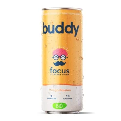 Buddy Mango Passievrucht Bio Blikje (12x 250ml)