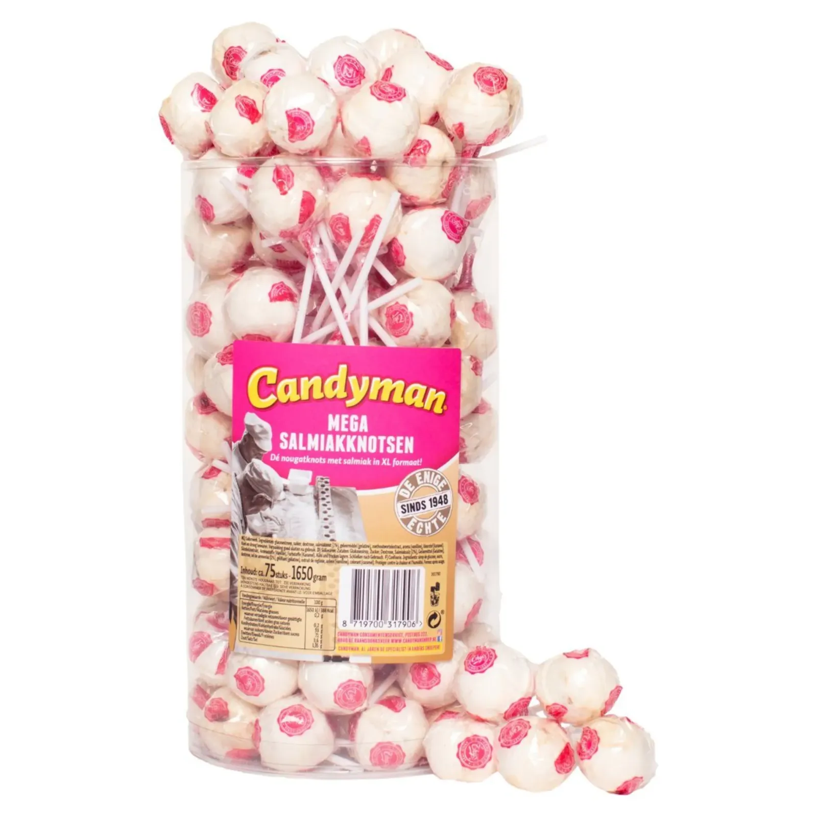 Candyman Mega Salmiakknotsen (75 stuks) Hot