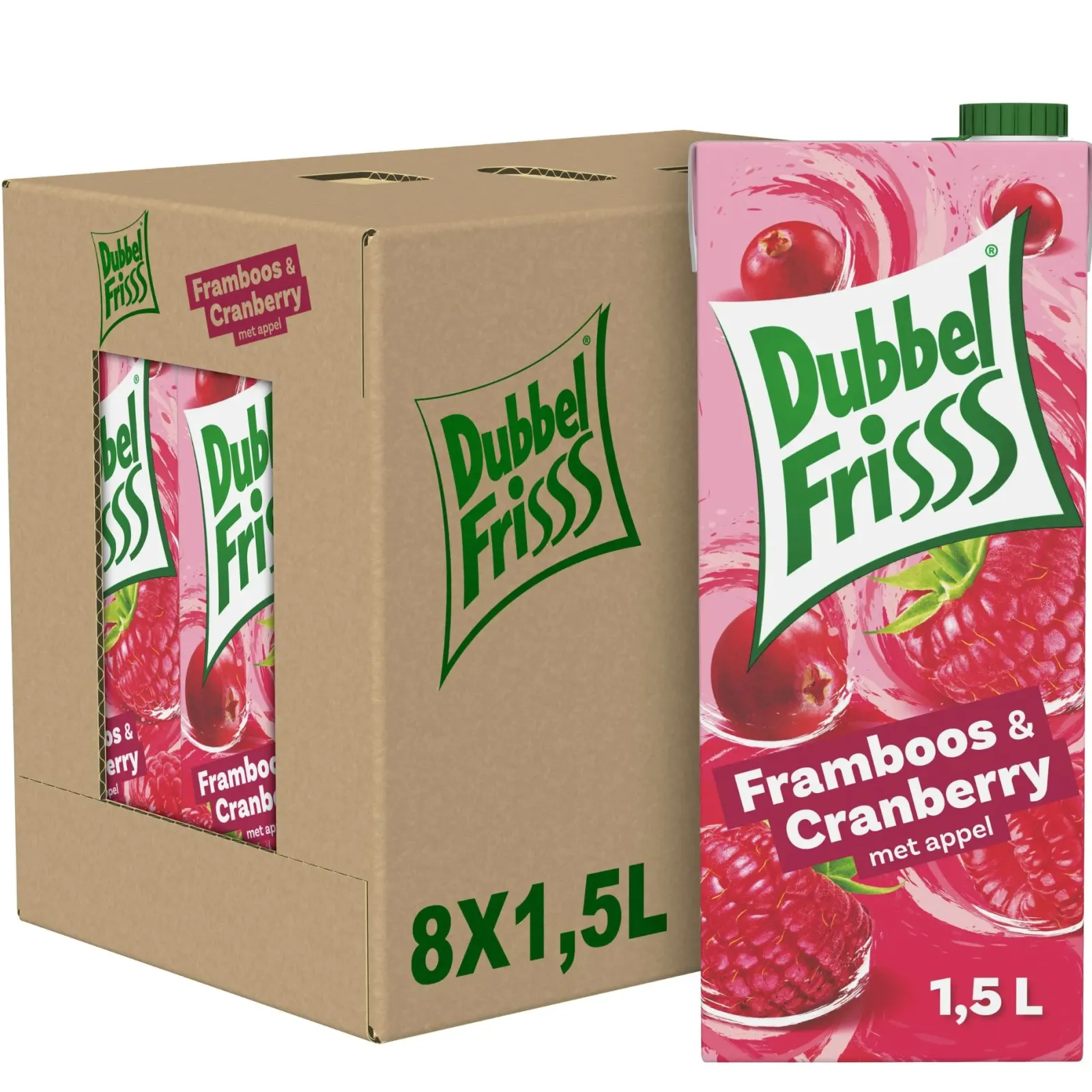 DubbelFrisss Framboos & Cranberry Pak (8x 1,5 liter) Hot