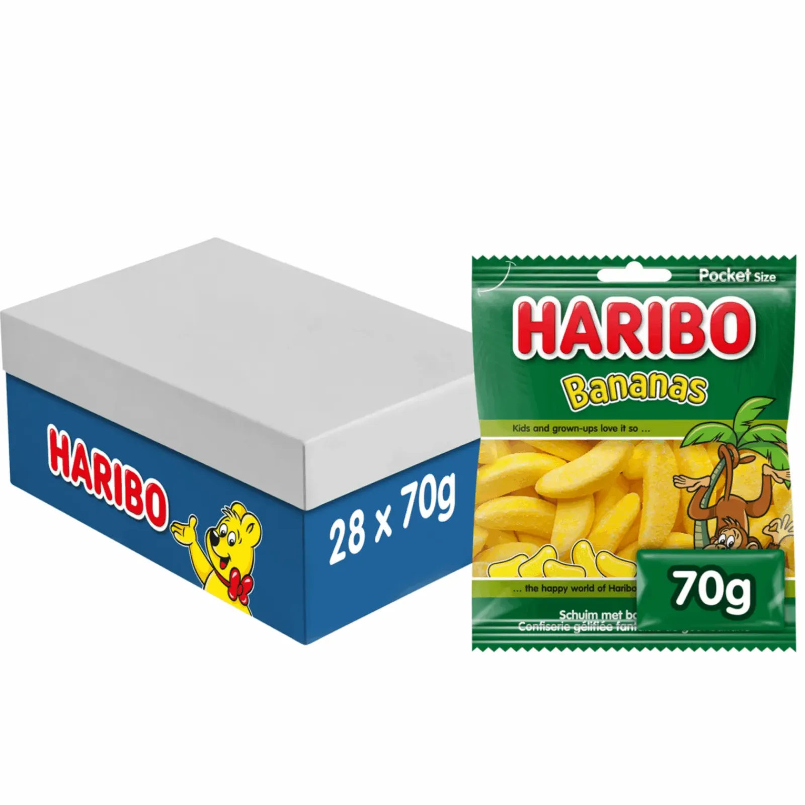 Haribo Banaan Zak (28x 70gr) Outlet