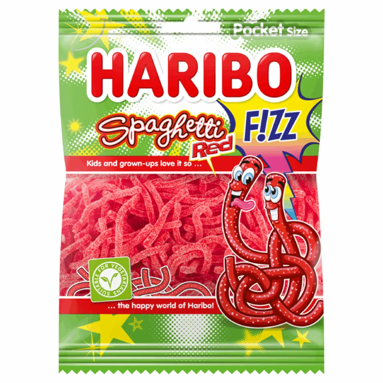 Haribo Spaghetti Red F!ZZ Zakje (28x 70gr) New