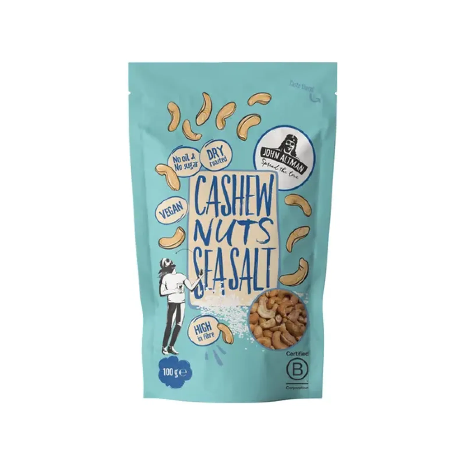 John Altman Dry Roasted Cashew Nuts Sea Salt Zakje (12x100gr) Outlet