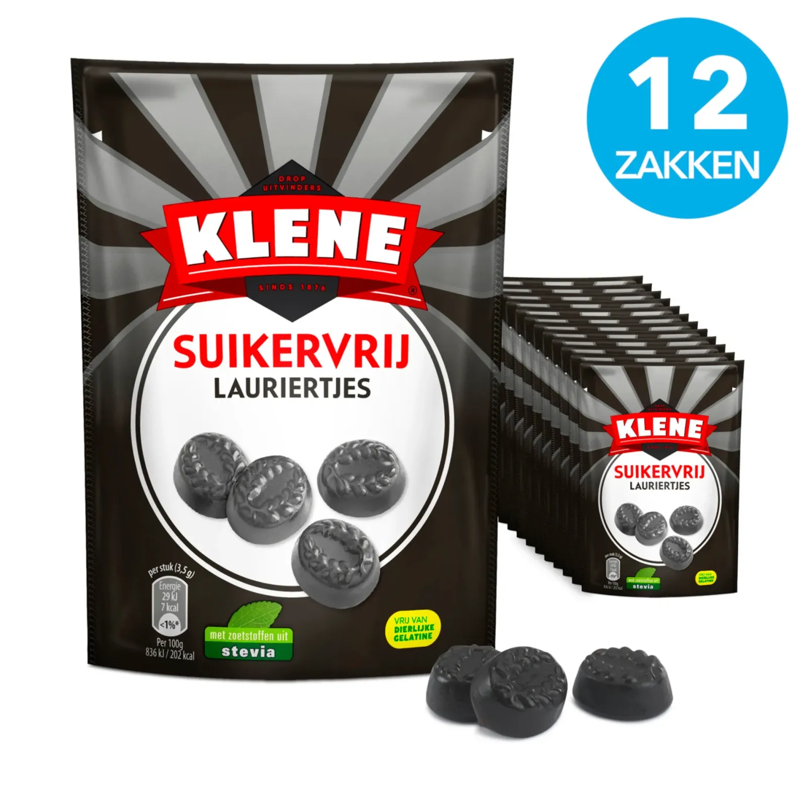 Klene Suikervrij Lauriertjes Zakje (12x 110gr) Clearance