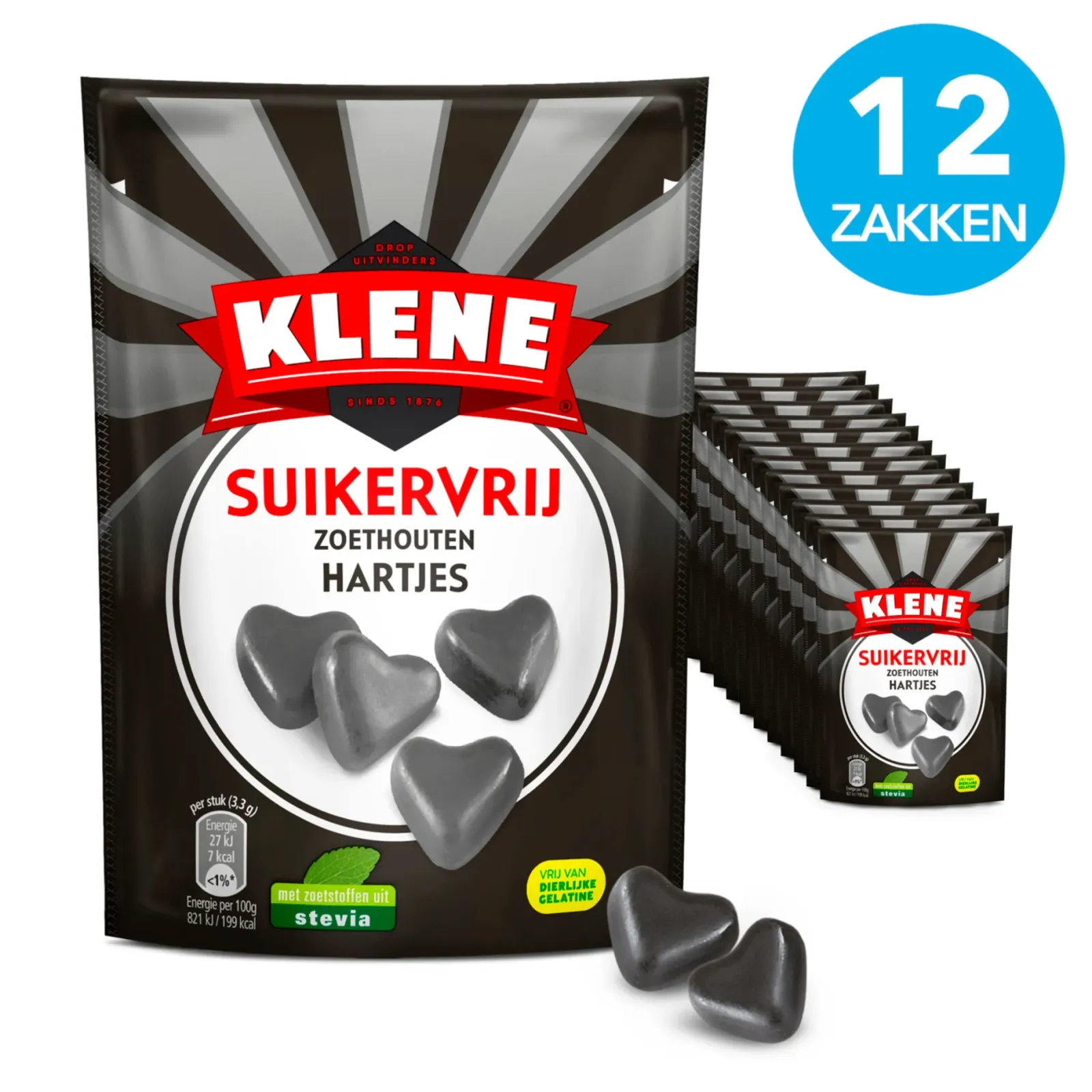 Klene Suikervrij Zoethouten Hartjes (12x 110gr) Outlet