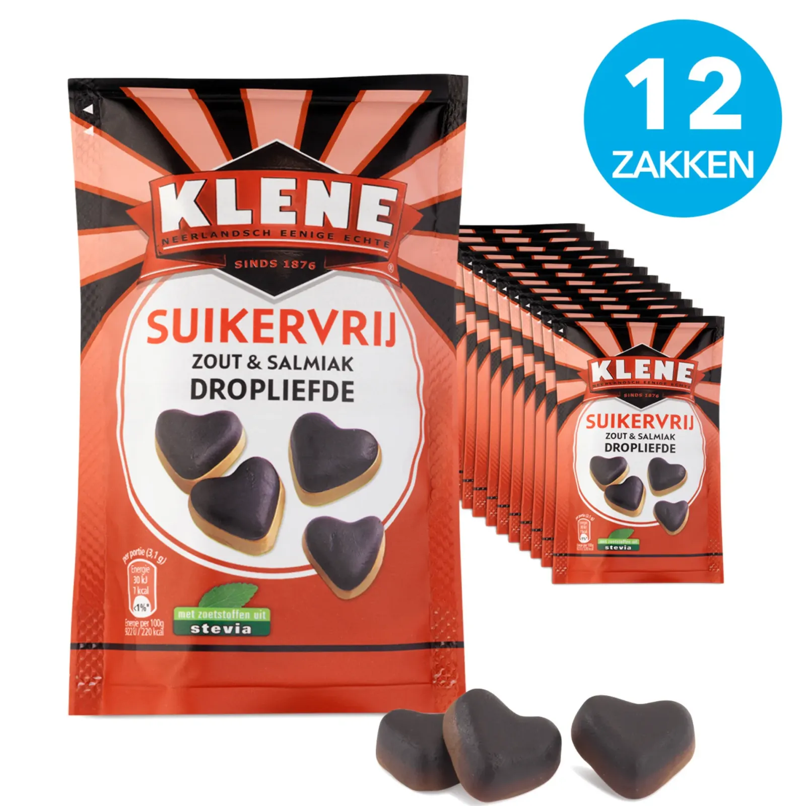 Klene Suikervrij Zout & Salmiak Dropliefde zakje (12x 90gr) Sale
