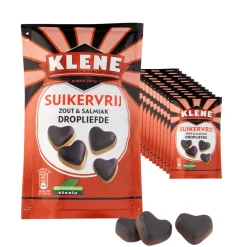 Klene Suikervrij Zout & Salmiak Dropliefde zakje (12x 90gr) Sale