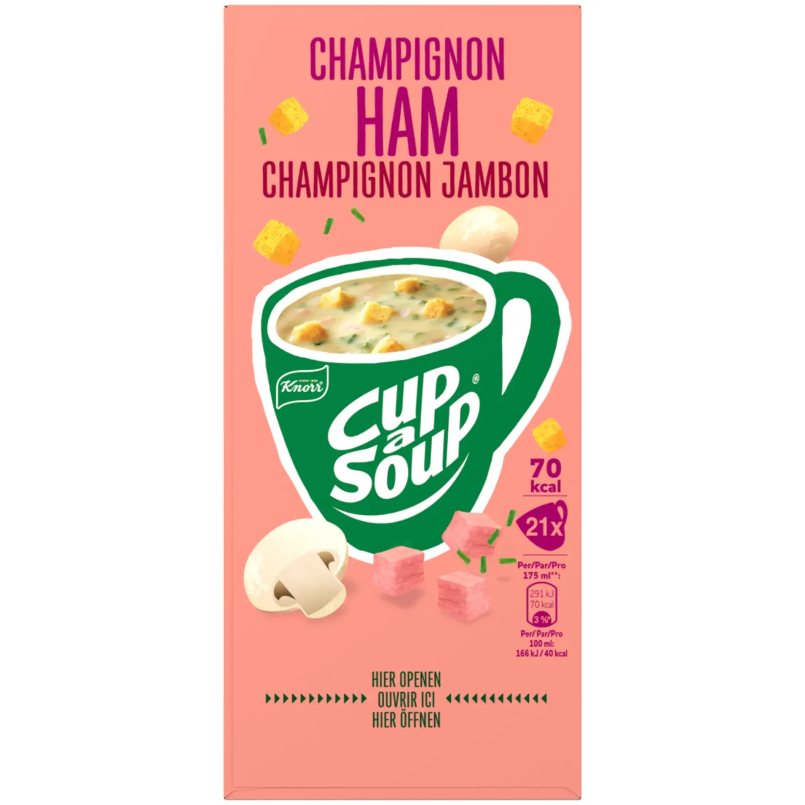 Knorr Cup-a-Soup Champignon Ham (21x 175ml) New