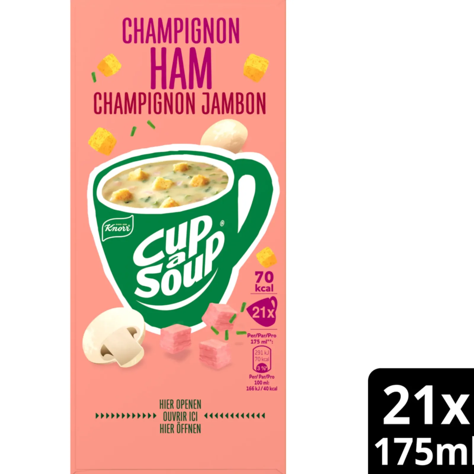 Knorr Cup-a-Soup Champignon Ham (21x 175ml) New