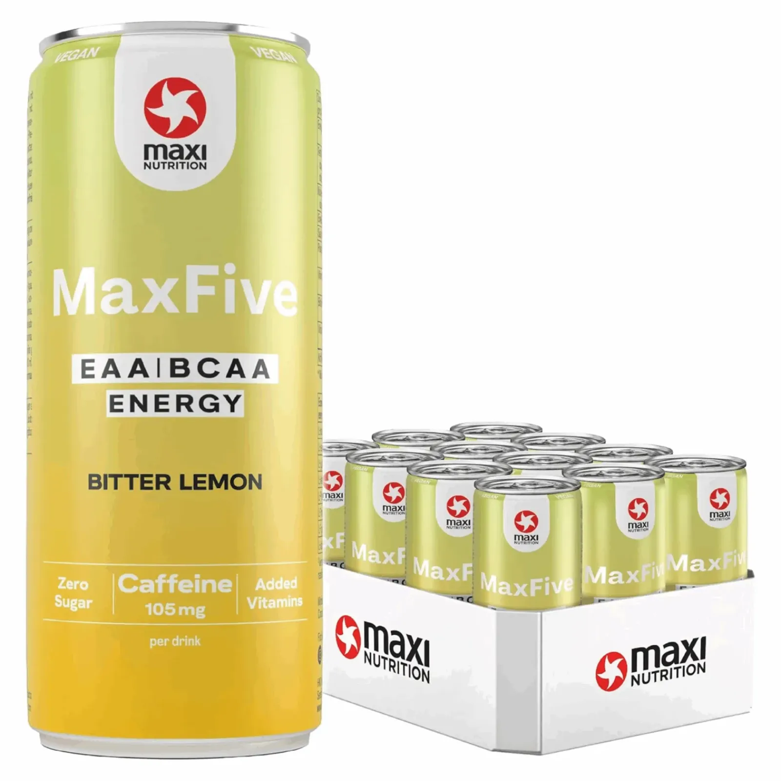 Maxi Nutrition MaxiNutrition MaxFive Energy Drink Bitter Lemon blik (12x 330ml) Sale