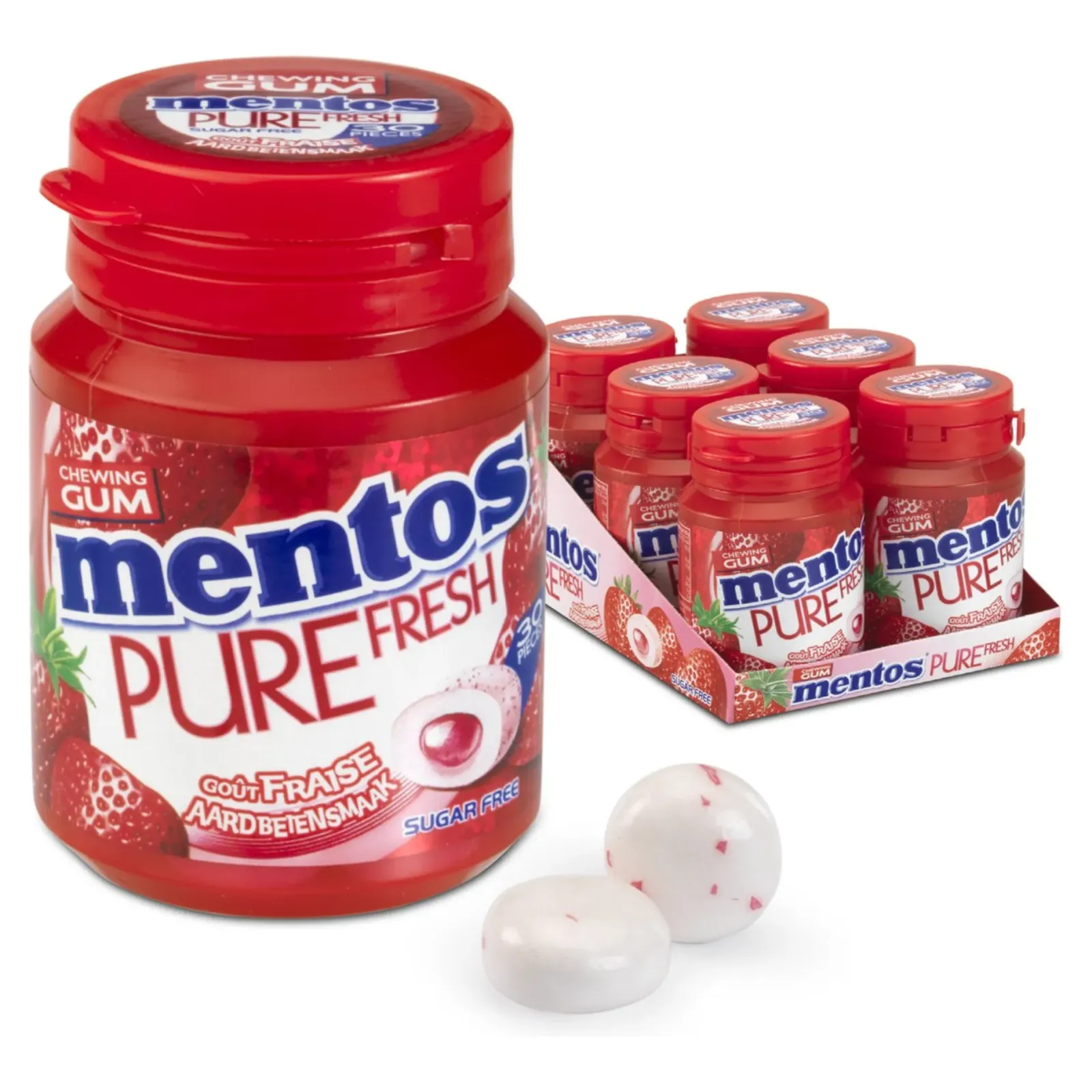 Mentos Kauwgom Pure Fresh Aardbei (6x 30 stuks) Outlet