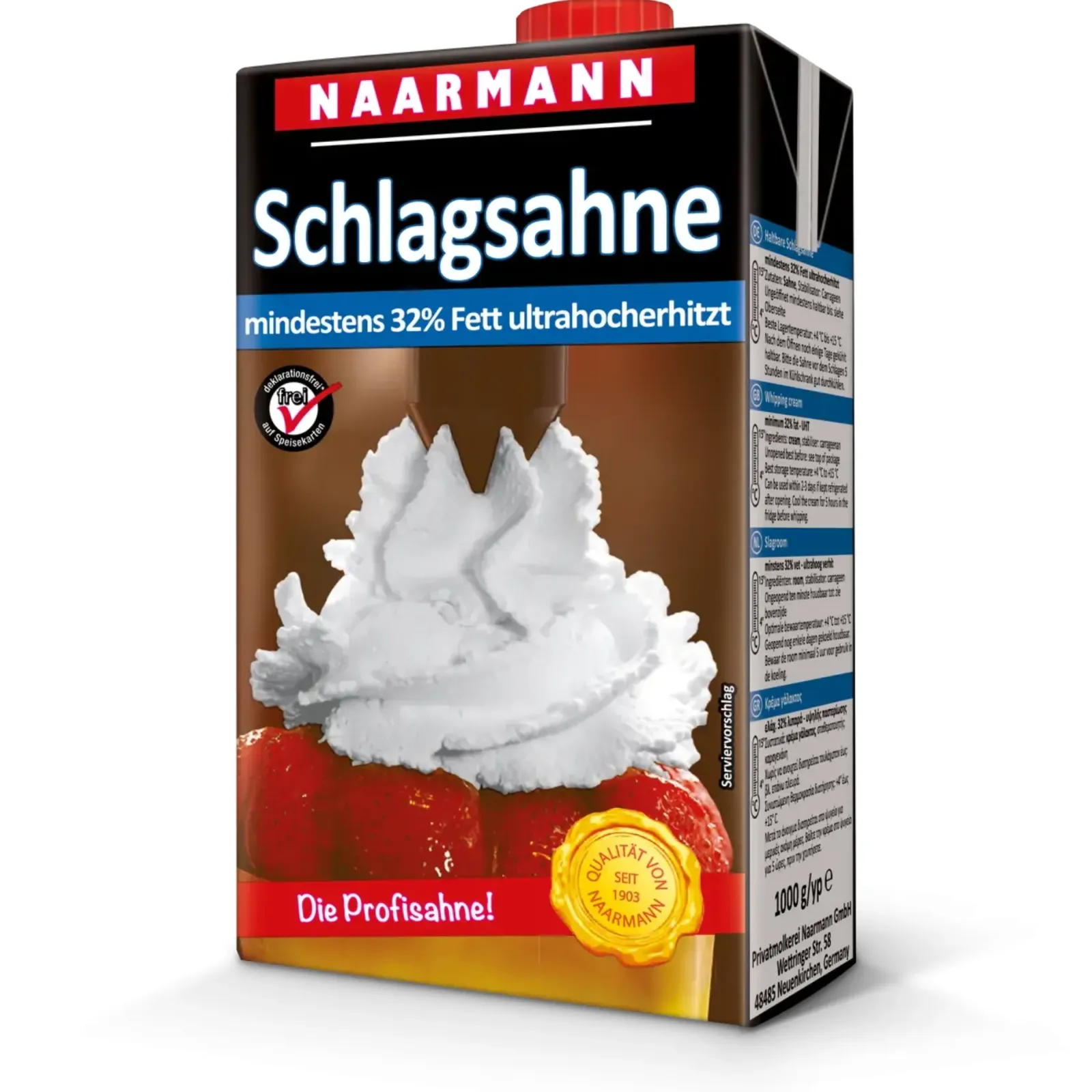 Naarmann Slagroom met Suiker 32% Pak met Schroefdop (1 liter)