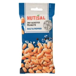 Nutisal Peanuts Dry Roasted Salt & Pepper zakje (14x 60gr) Clearance