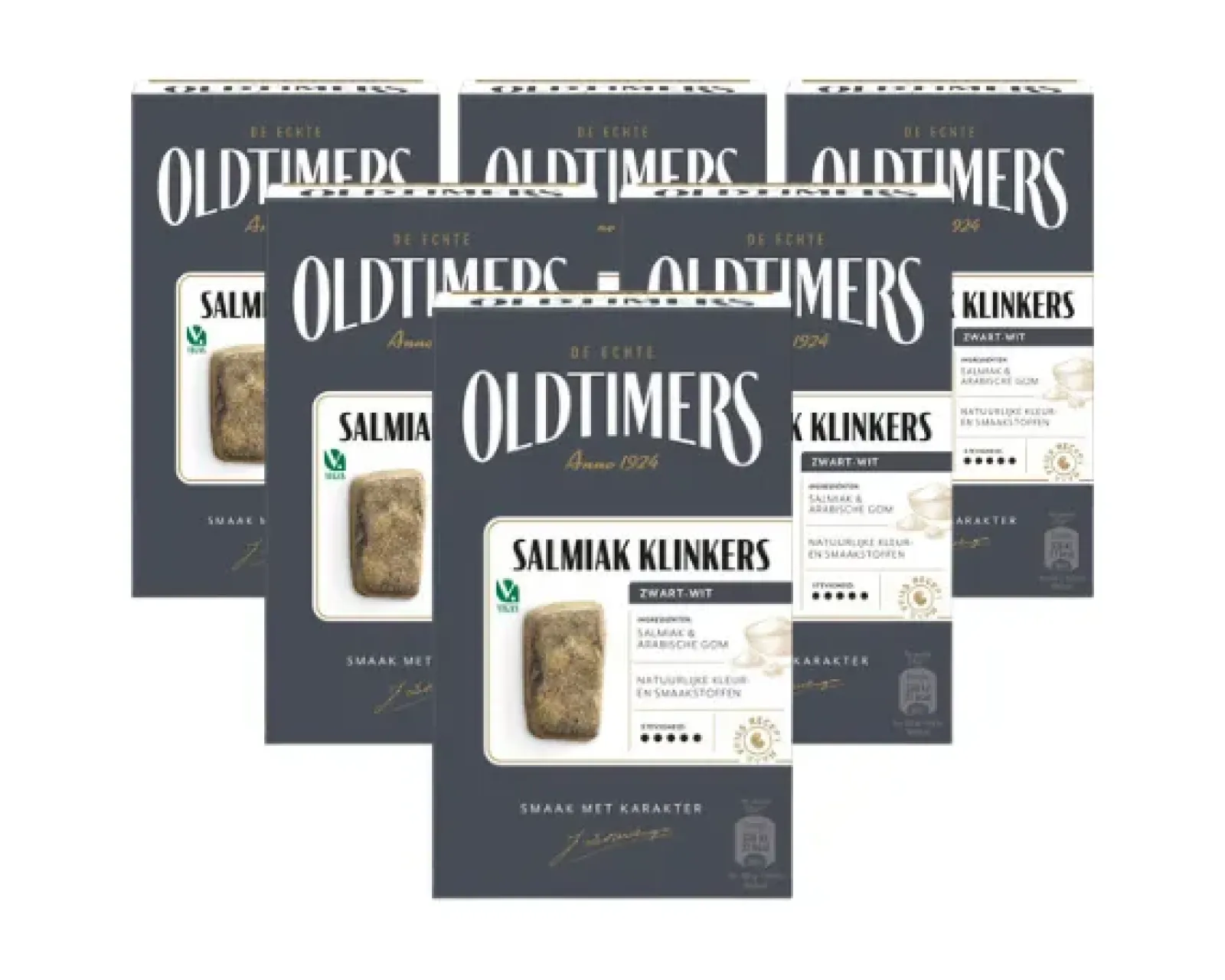 Oldtimers Salmiak Klinkers Zwart-Wit (6x 185gr) Sale