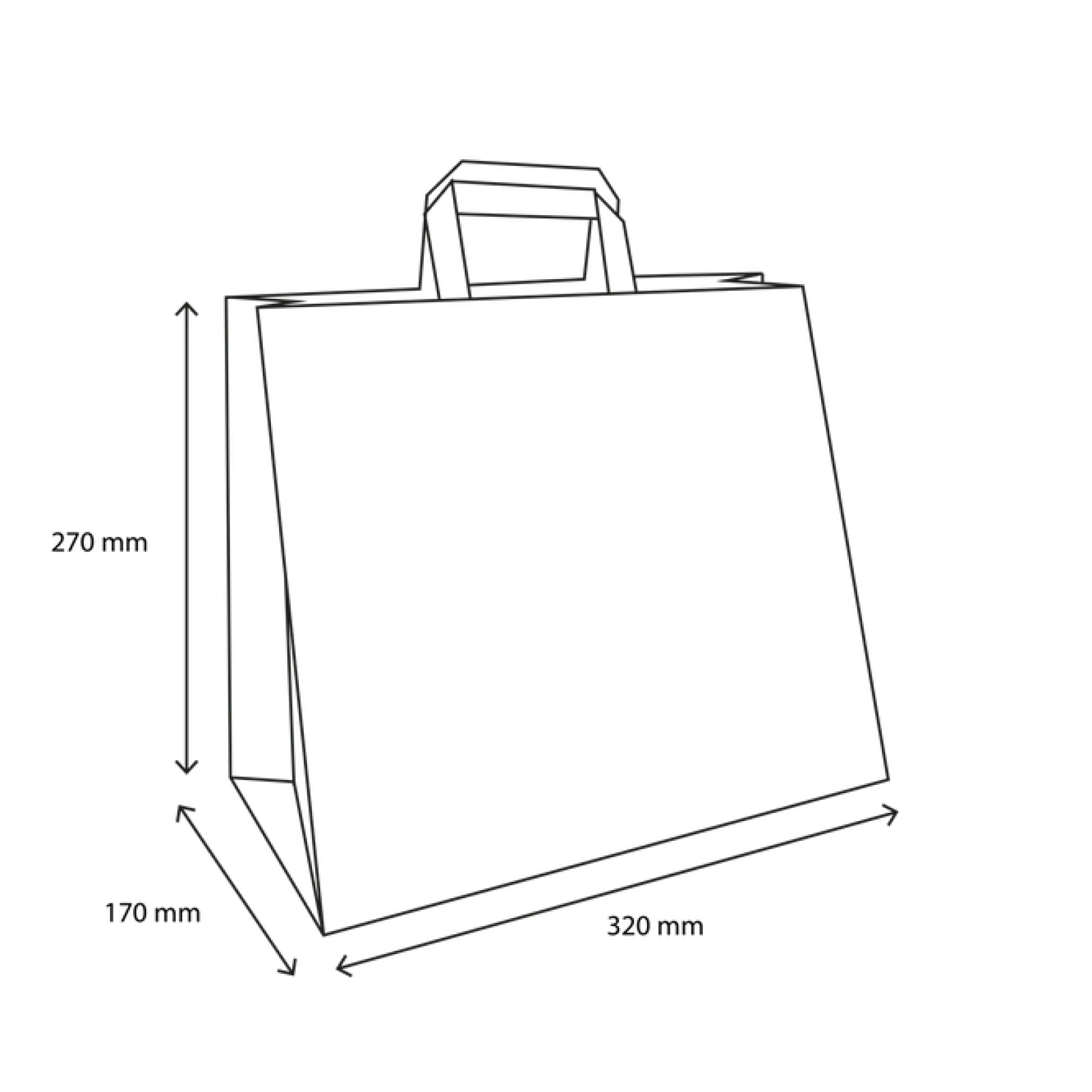 Papieren Draagtas Groot 32+17x27cm bruin (250 stuks)