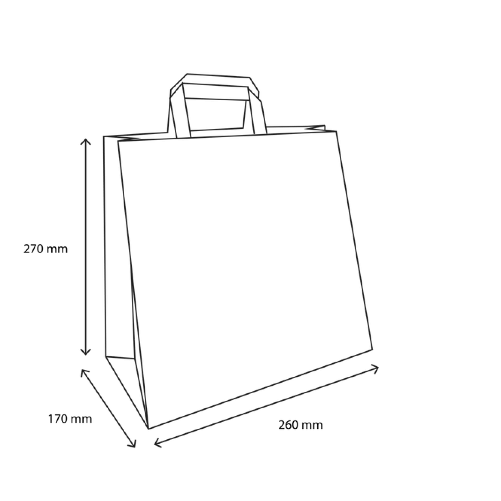 Papieren Draagtas Middel 26+17x27cm Bruin (250 stuks)