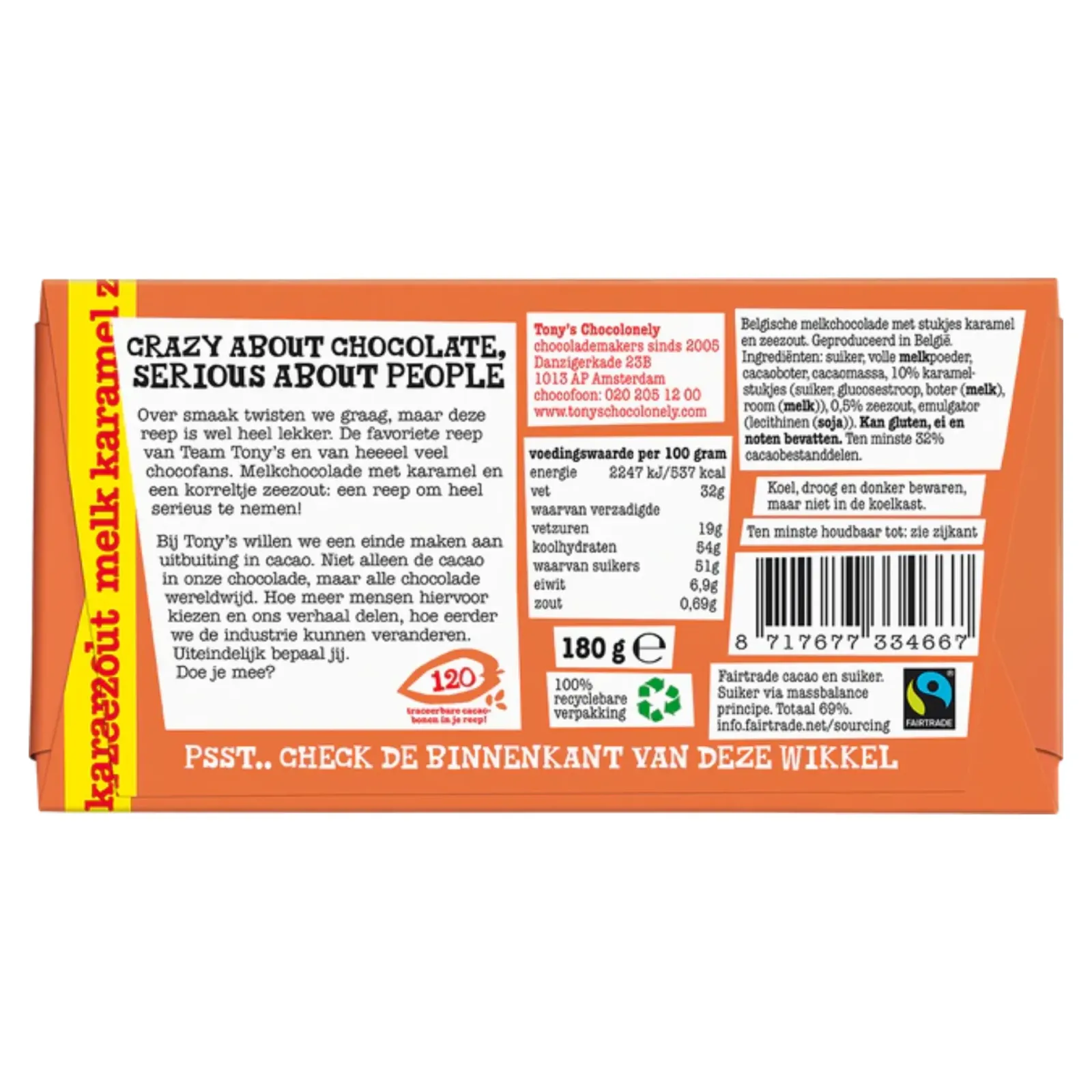 Tony's Chocolonely Tony’s Chocolonely Melk Karamel Zeezout (15x 180gr) Hot