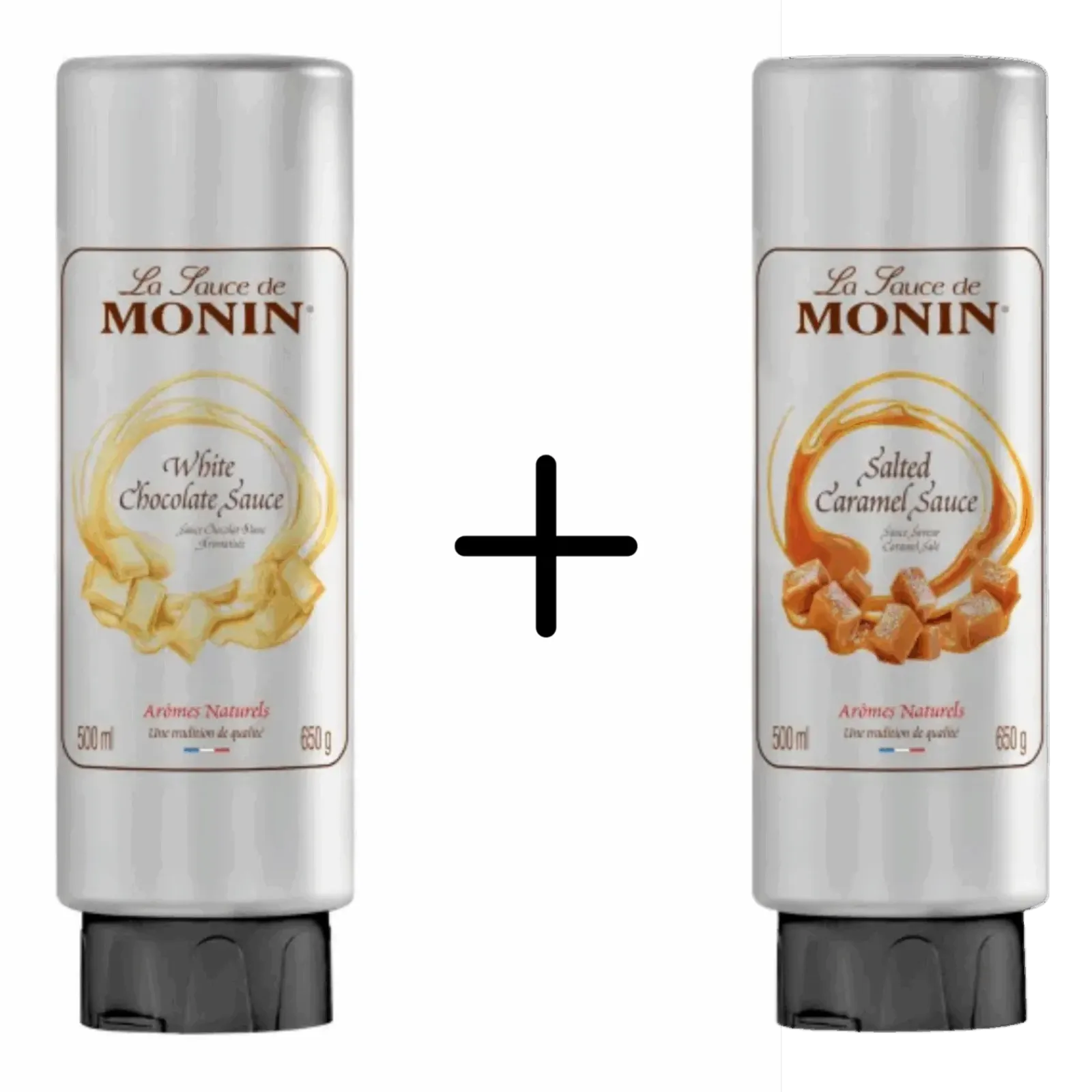 Monin Topping Witte Chocolade + Topping Salted Caramel New