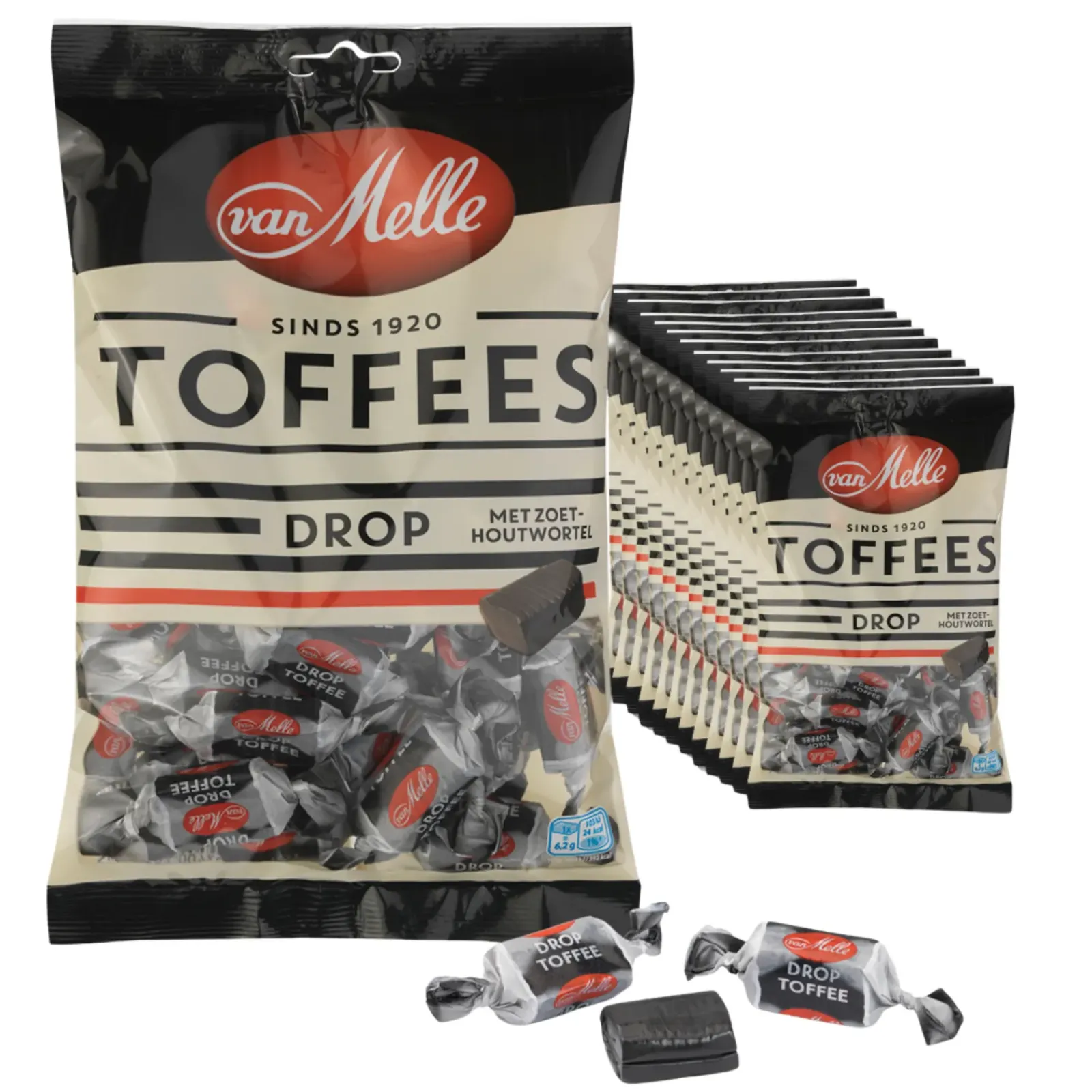 Van melle Toffees Drop Vegan Zak (12x225gr) Best
