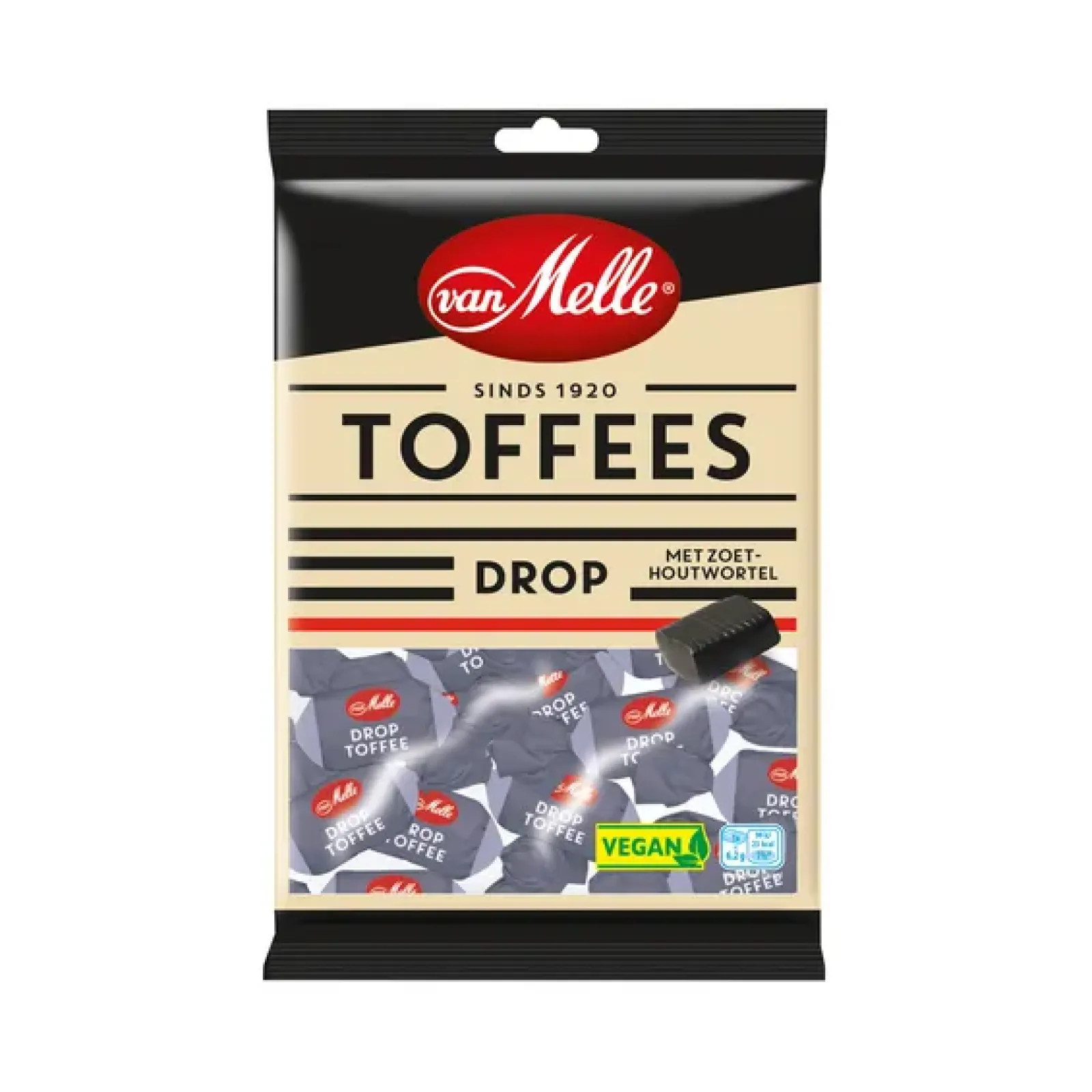 Van melle Toffees Drop Vegan Zak (12x225gr) Best