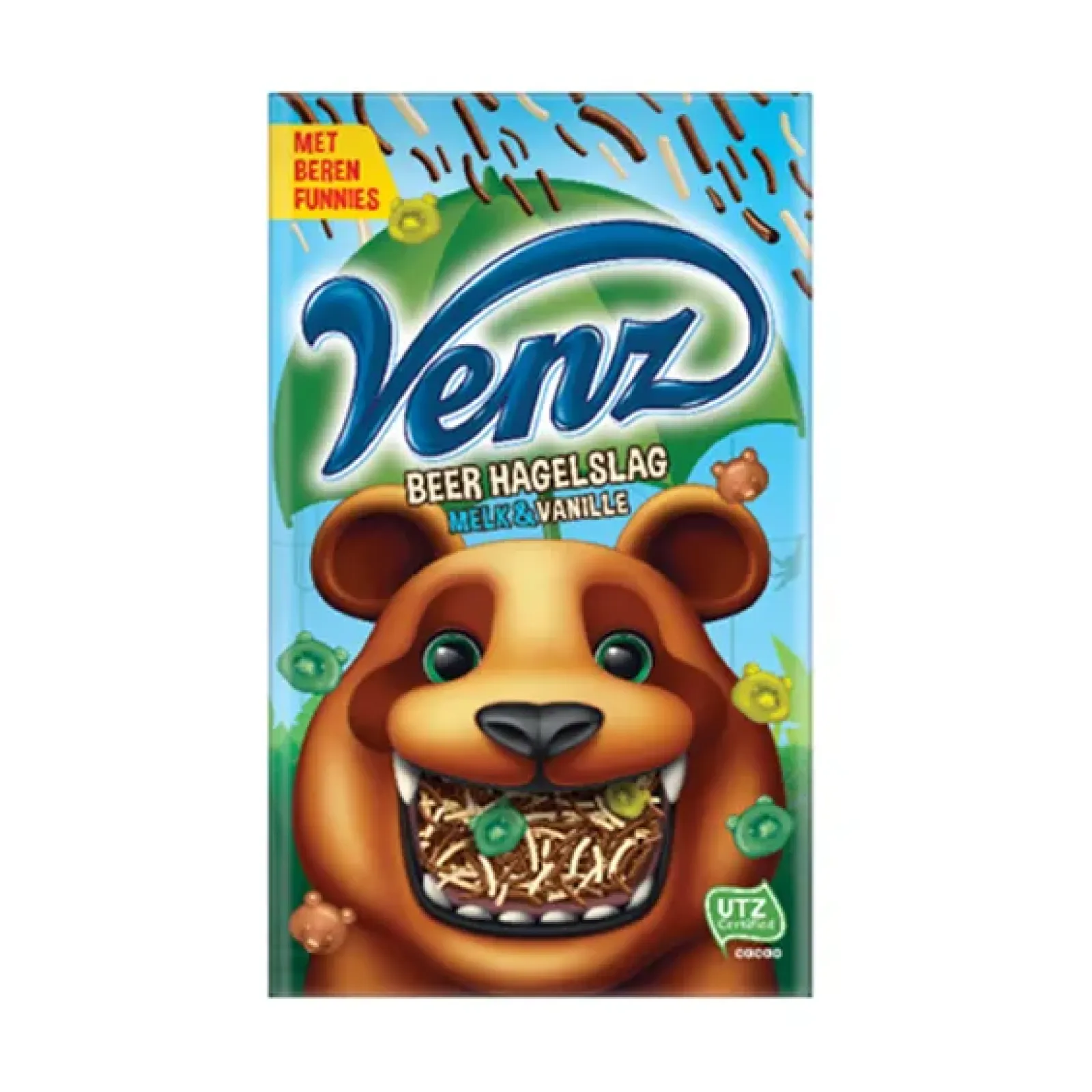 Venz chocoladehagelslag beer melk/vanille (9x 380gr) New